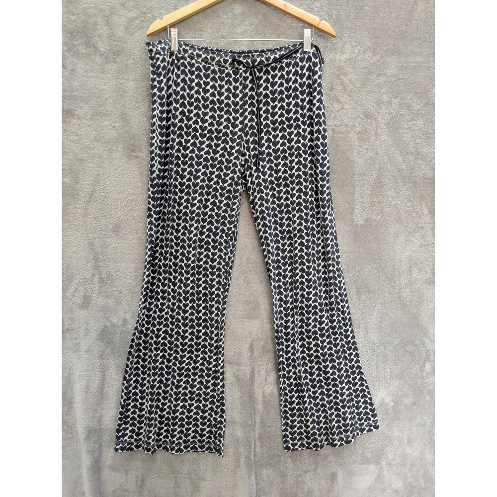Coquette Heart Print Pajama Pants Womens L Victoria's Secret Black White Flare